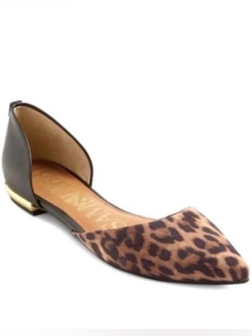 🐆 Women's Leopard Print Pointed Toe D'Orsay Flats - Brown | Sam and Libby | 8W